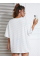 Baskılı Oversize Bisiklet Yaka T-shirt - Beyaz Baskılı Oversize Bisiklet Yaka T-shirt - Beyaz