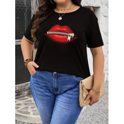 Baskılı Oversize Bisiklet Yaka T-shirt - Siyah Baskılı Oversize Bisiklet Yaka T-shirt - Siyah