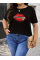 Baskılı Oversize Bisiklet Yaka T-shirt - Siyah Baskılı Oversize Bisiklet Yaka T-shirt - Siyah