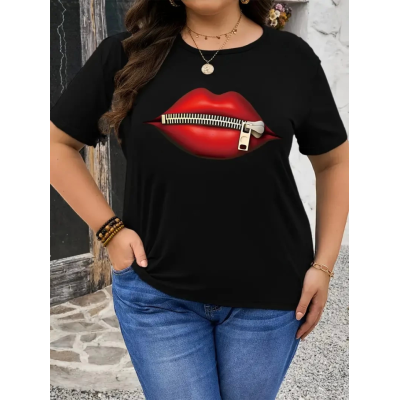 Baskılı Oversize Bisiklet Yaka T-shirt - Siyah Baskılı Oversize Bisiklet Yaka T-shirt - Siyah
