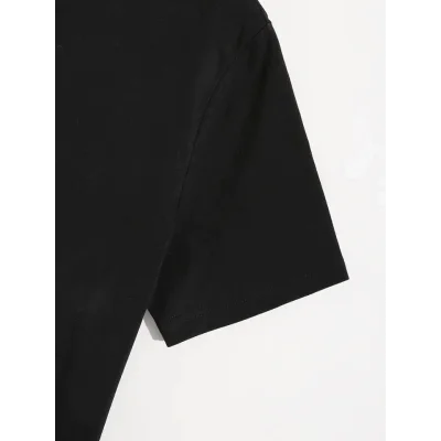 Baskılı Oversize Bisiklet Yaka T-shirt - Siyah Baskılı Oversize Bisiklet Yaka T-shirt - Siyah