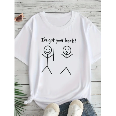 Baskılı Oversize Bisiklet Yaka T-shirt - Beyaz Baskılı Oversize Bisiklet Yaka T-shirt - Beyaz