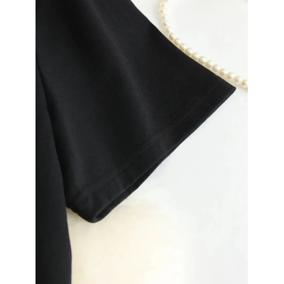 Baskılı Oversize Bisiklet Yaka T-shirt - Siyah Baskılı Oversize Bisiklet Yaka T-shirt - Siyah