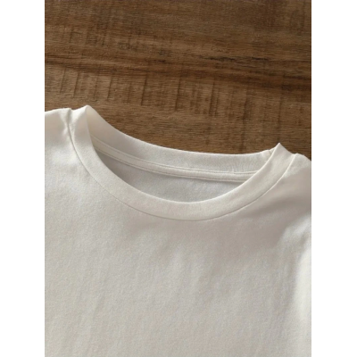 Baskılı Oversize Bisiklet Yaka T-shirt - Beyaz Baskılı Oversize Bisiklet Yaka T-shirt - Beyaz