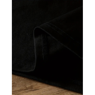 Baskılı Oversize Bisiklet Yaka T-shirt - Siyah Baskılı Oversize Bisiklet Yaka T-shirt - Siyah
