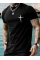 Baskılı Oversize Bisiklet Yaka T-shirt - Siyah