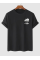 Baskılı Oversize Bisiklet Yaka T-shirt - Siyah