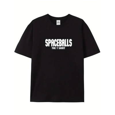 Baskılı Oversize Bisiklet Yaka T-shirt - Siyah