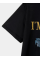 Baskılı Oversize Bisiklet Yaka T-shirt - Siyah