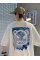 Baskılı Oversize Bisiklet Yaka T-shirt - Beyaz