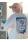 Baskılı Oversize Bisiklet Yaka T-shirt - Beyaz