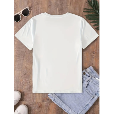 Fiyonk Baskılı Oversize Bisiklet Yaka T-shirt - Beyaz Fiyonk Baskılı Oversize Bisiklet Yaka T-shirt - Beyaz