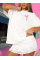 Fiyonk Baskılı Oversize Bisiklet Yaka T-shirt - Beyaz Fiyonk Baskılı Oversize Bisiklet Yaka T-shirt - Beyaz