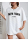 New York Baskılı Oversize Bisiklet Yaka T-shirt - Beyaz New York Baskılı Oversize Bisiklet Yaka T-shirt - Beyaz