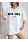 New York Baskılı Oversize Bisiklet Yaka T-shirt - Beyaz New York Baskılı Oversize Bisiklet Yaka T-shirt - Beyaz