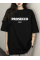 Baskılı Oversize Bisiklet Yaka T-shirt - Siyah Baskılı Oversize Bisiklet Yaka T-shirt - Siyah