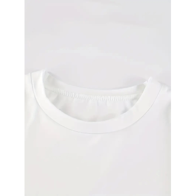 Baskılı Oversize Bisiklet Yaka T-shirt - Beyaz Baskılı Oversize Bisiklet Yaka T-shirt - Beyaz