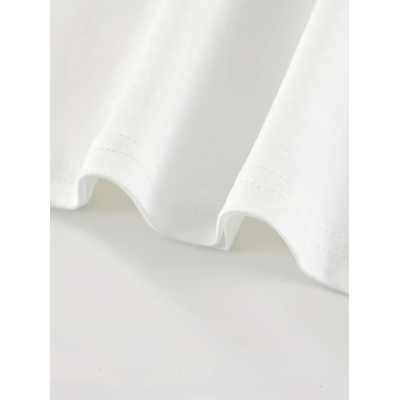 Baskılı Oversize Bisiklet Yaka T-shirt - Beyaz Baskılı Oversize Bisiklet Yaka T-shirt - Beyaz