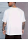 Baskılı Oversize Bisiklet Yaka T-shirt - Beyaz