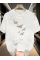Baskılı Oversize Bisiklet Yaka T-shirt - Beyaz