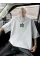 Baskılı Oversize Bisiklet Yaka T-shirt - Beyaz