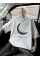 Baskılı Oversize Bisiklet Yaka T-shirt - Beyaz