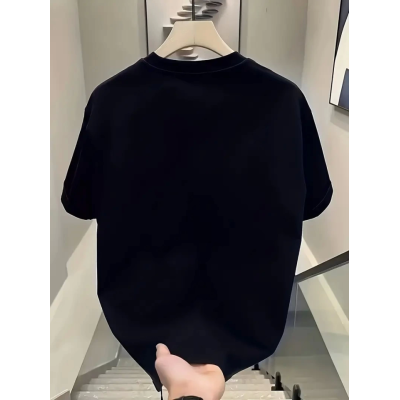 Baskılı Oversize Bisiklet Yaka T-shirt - Siyah Baskılı Oversize Bisiklet Yaka T-shirt - Siyah