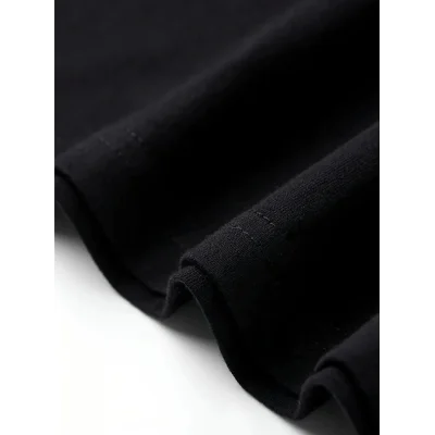 Baskılı Oversize Bisiklet Yaka T-shirt - Siyah Baskılı Oversize Bisiklet Yaka T-shirt - Siyah