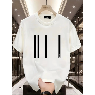 Baskılı Oversize Bisiklet Yaka T-shirt - Beyaz Baskılı Oversize Bisiklet Yaka T-shirt - Beyaz