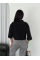 Crop Yakalı Gömlek Üç Çeyrek Sleeve Kol - Siyah Crop Yakalı Gömlek Üç Çeyrek Sleeve Kol - Siyah