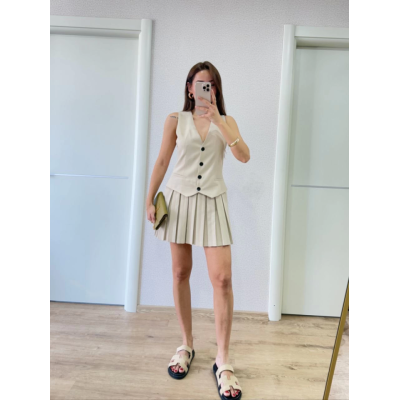 Takım Görünümlu Yelekli Mini Elbise- Bej Takım Görünümlu Yelekli Mini Elbise- Bej