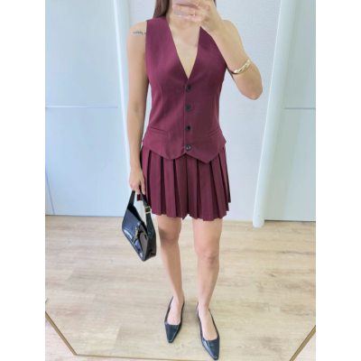 Takım Görünümlu Yelekli Mini Elbise- Bordo Takım Görünümlu Yelekli Mini Elbise- Bordo