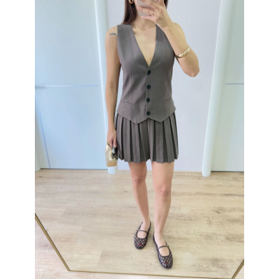 Takım Görünümlu Yelekli Mini Elbise- Füme Takım Görünümlu Yelekli Mini Elbise- Füme