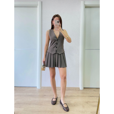 Takım Görünümlu Yelekli Mini Elbise- Füme Takım Görünümlu Yelekli Mini Elbise- Füme