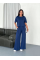 Osy Modal Yumuşak Dokulu Kumaş Bisiklet Yaka T-shirt Bol Paça Pantalon Ikili Takım -Saks Mavi Osy Modal Yumuşak Dokulu Kumaş Bisiklet Yaka T-shirt Bol Paça Pantalon Ikili Takım -Saks Mavi