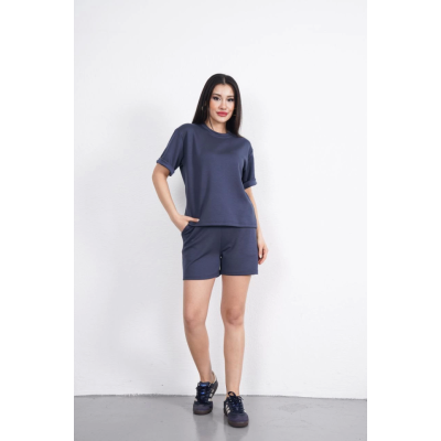 Osy Modal Yumuşak Dokulu Kumaş Bisiklet Yaka T-shirt Kısa Şort İkili Takım - Antrasit Osy Modal Yumuşak Dokulu Kumaş Bisiklet Yaka T-shirt Kısa Şort İkili Takım - Antrasit