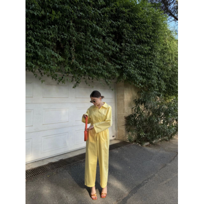 Uzun Kollu Yakalı Gömlek Pantalon Takım- Sarı Uzun Kollu Yakalı Gömlek Pantalon Takım- Sarı