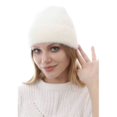 Unisex Tam Kalıp İnce Sakallı Triko Bere - Beyaz Unisex Tam Kalıp İnce Sakallı Triko Bere - Beyaz