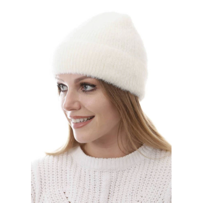 Unisex Tam Kalıp İnce Sakallı Triko Bere - Beyaz Unisex Tam Kalıp İnce Sakallı Triko Bere - Beyaz