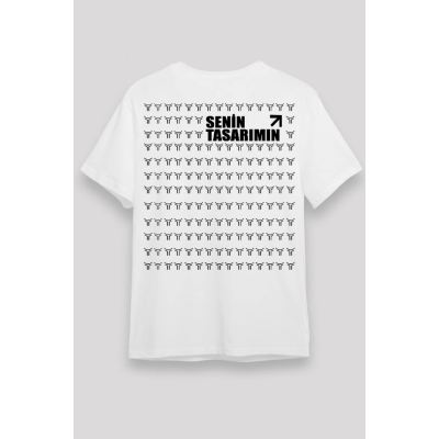 24/1 Düz Arka Sizin Tasarımınız Oversize T-shirt - Beyaz